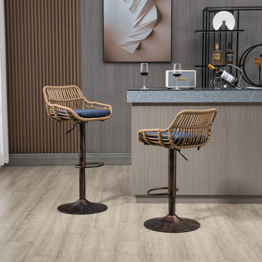 Modern Swivel Bar Stools Set of 2 Adjustable Counter Height Chairs