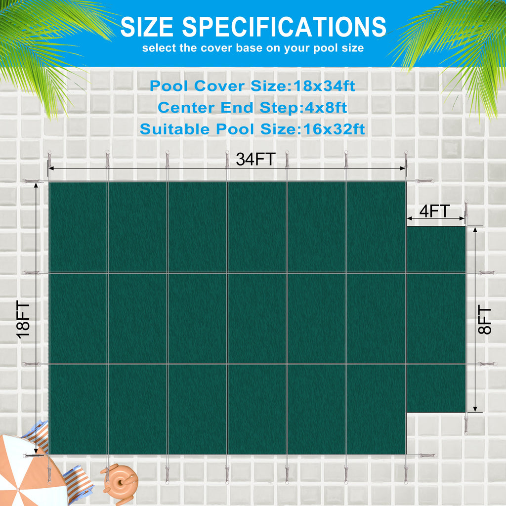 Pool Safety Cover for 16x32ft Rectangular Inground Pools