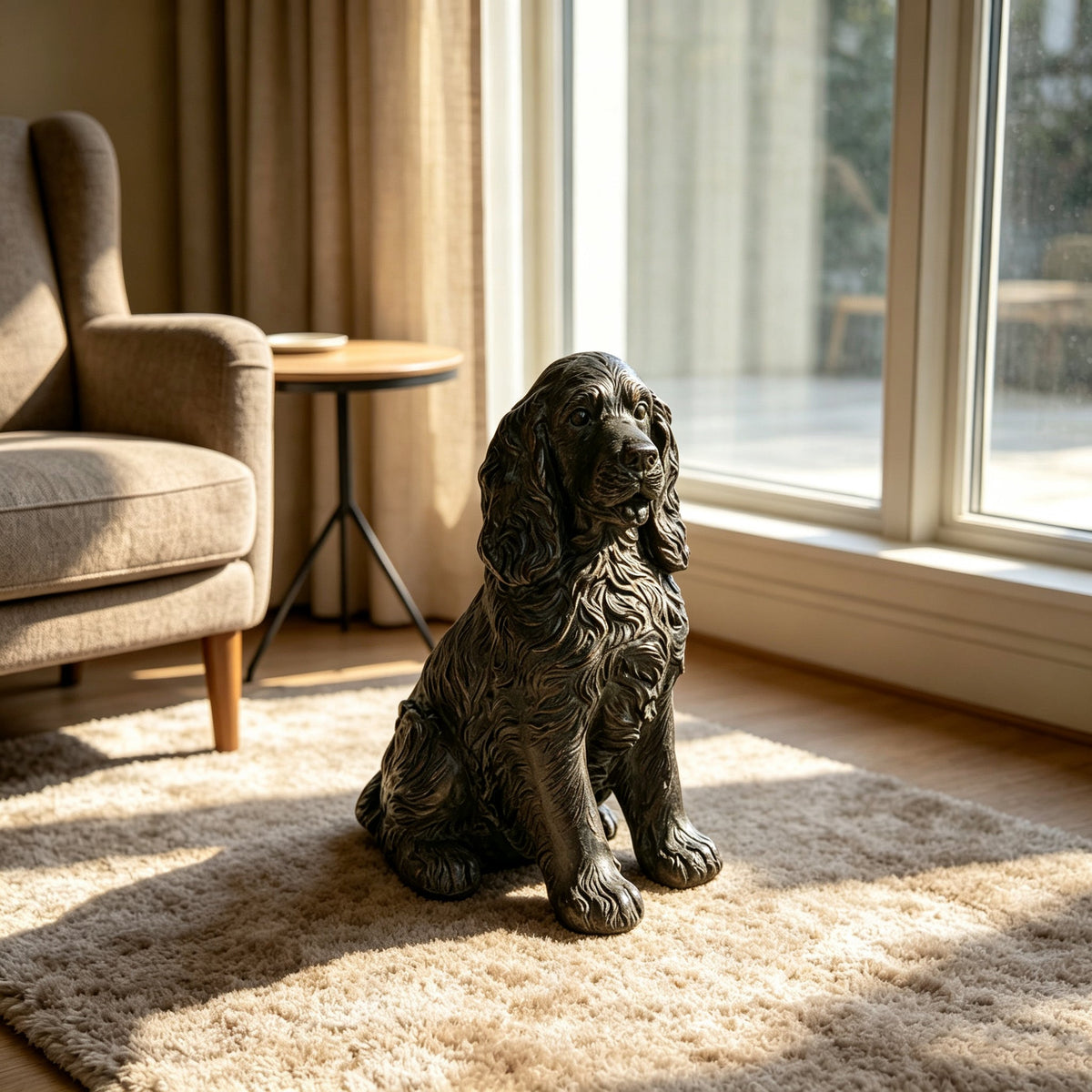 18'' Antique Finish Realistic Sitting Cocker Spaniel Dog Statue