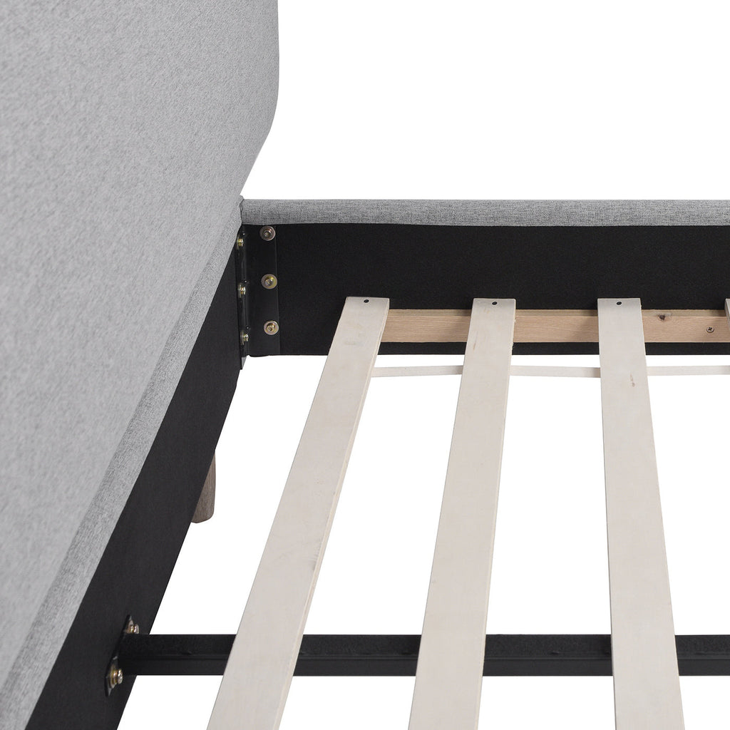 Diego Low Upholstered Platform Bed, Queen, Light