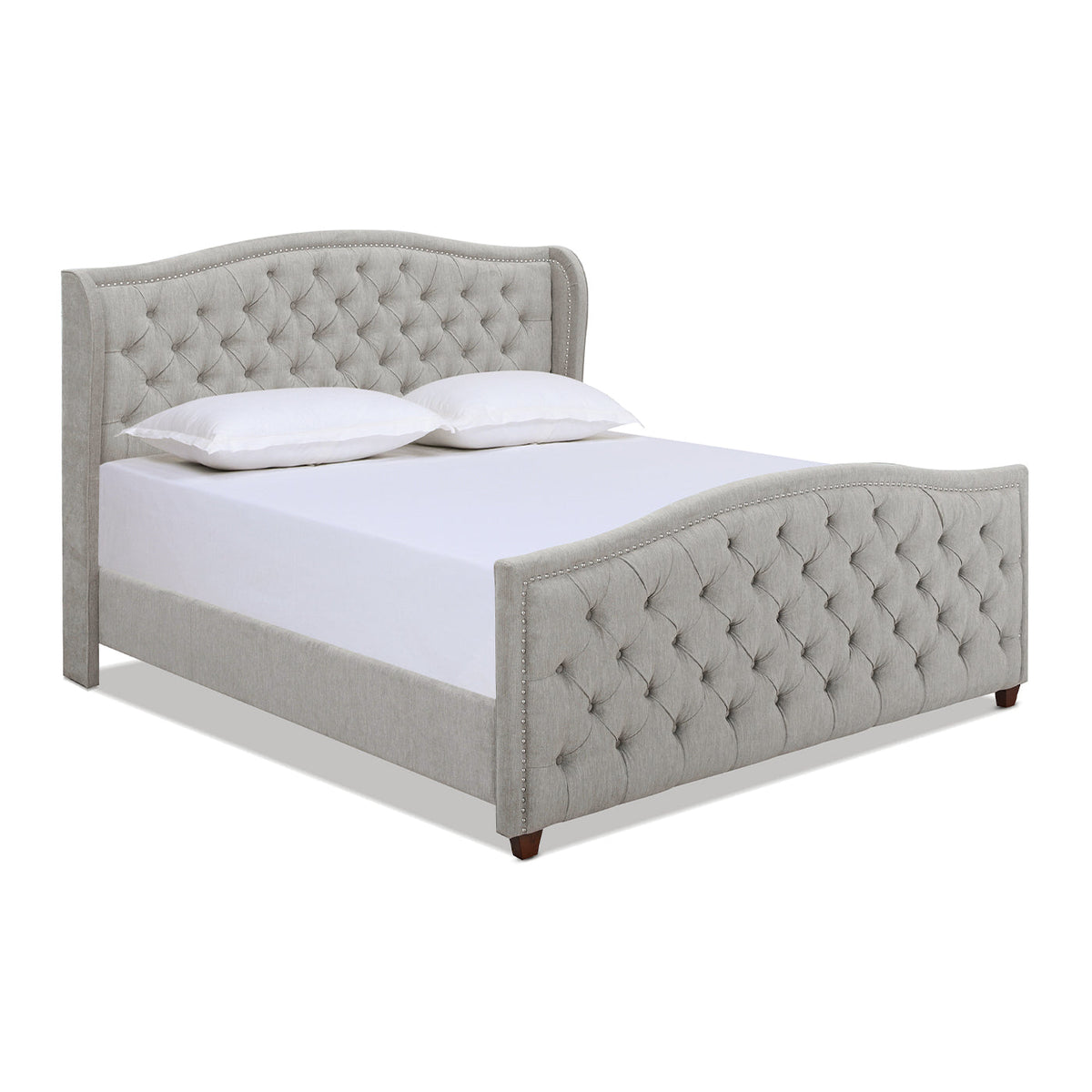 Marcella Upholstered Shelter Headboard Bed Set, King