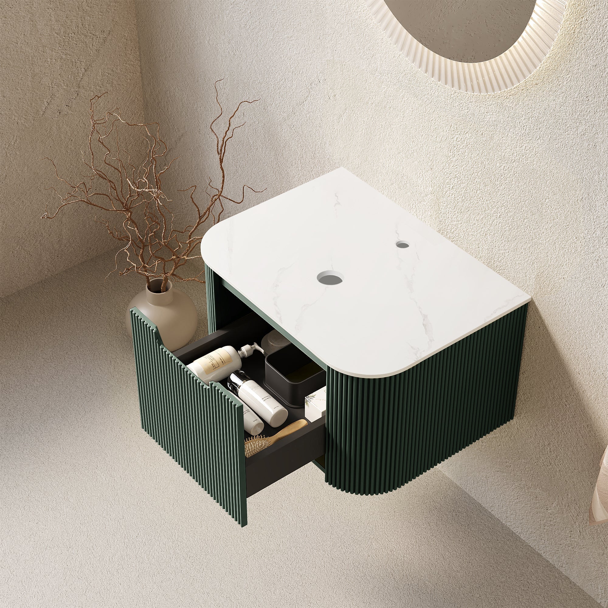 Dina 24'' Wall Mounted Plywood Cabinet with Carrara