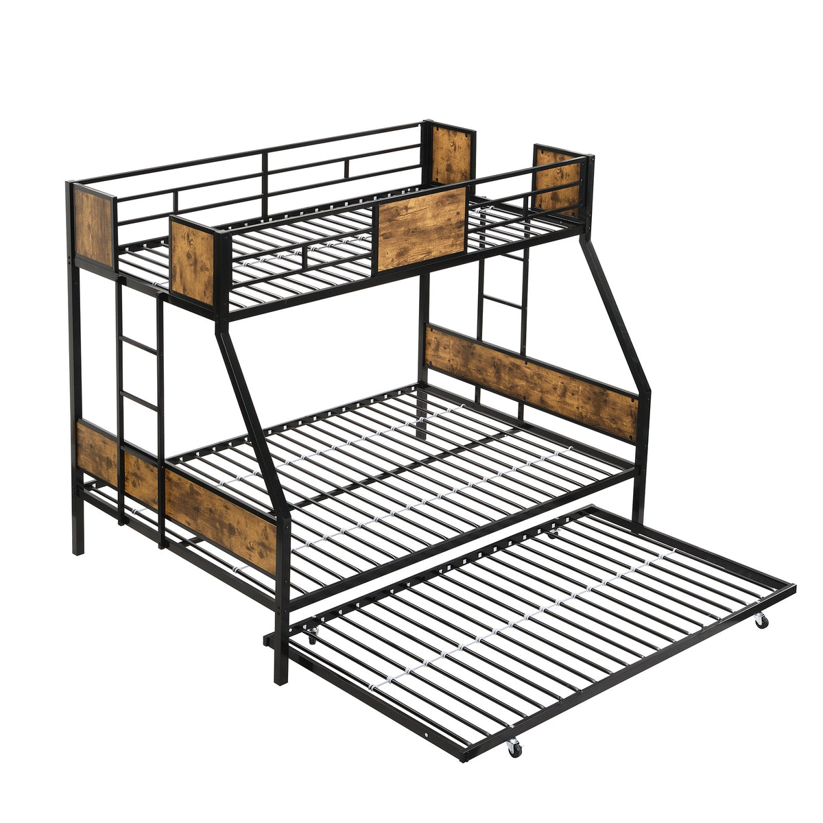 Twin Over Full Metal Bunk Bed with Trundle