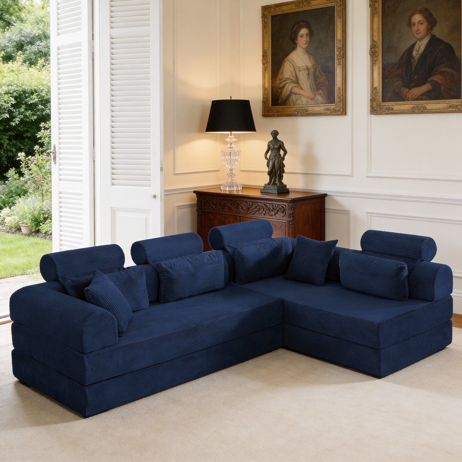 L Shape Modular Sectional Sofa - Blue