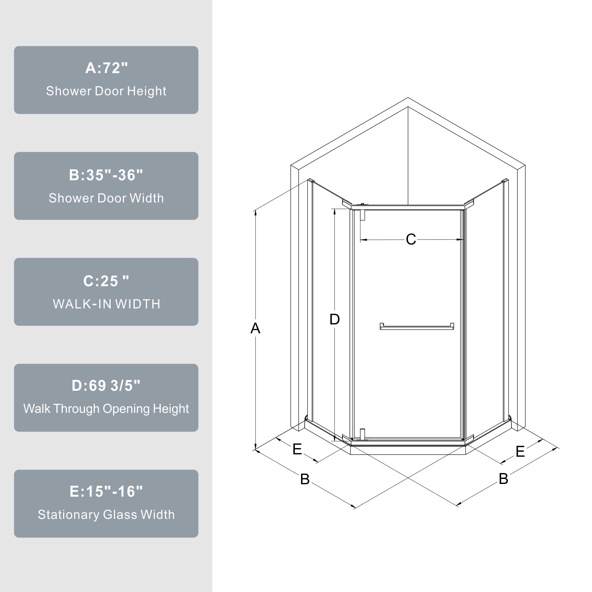 Goodyo Neo-Angle Frameless Shower Door