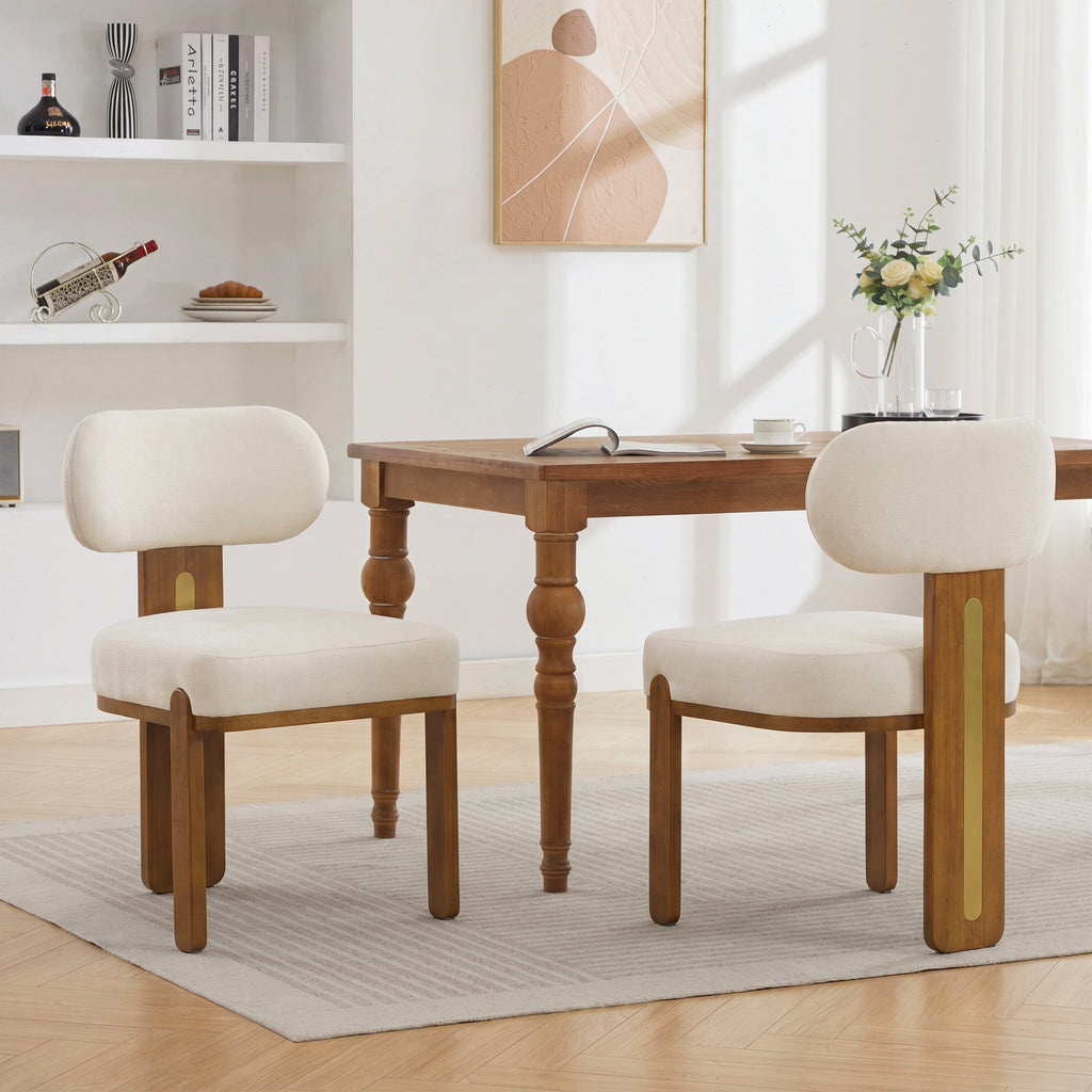 Modern Minimalist Round Upholstered Dining Chair Set of 2