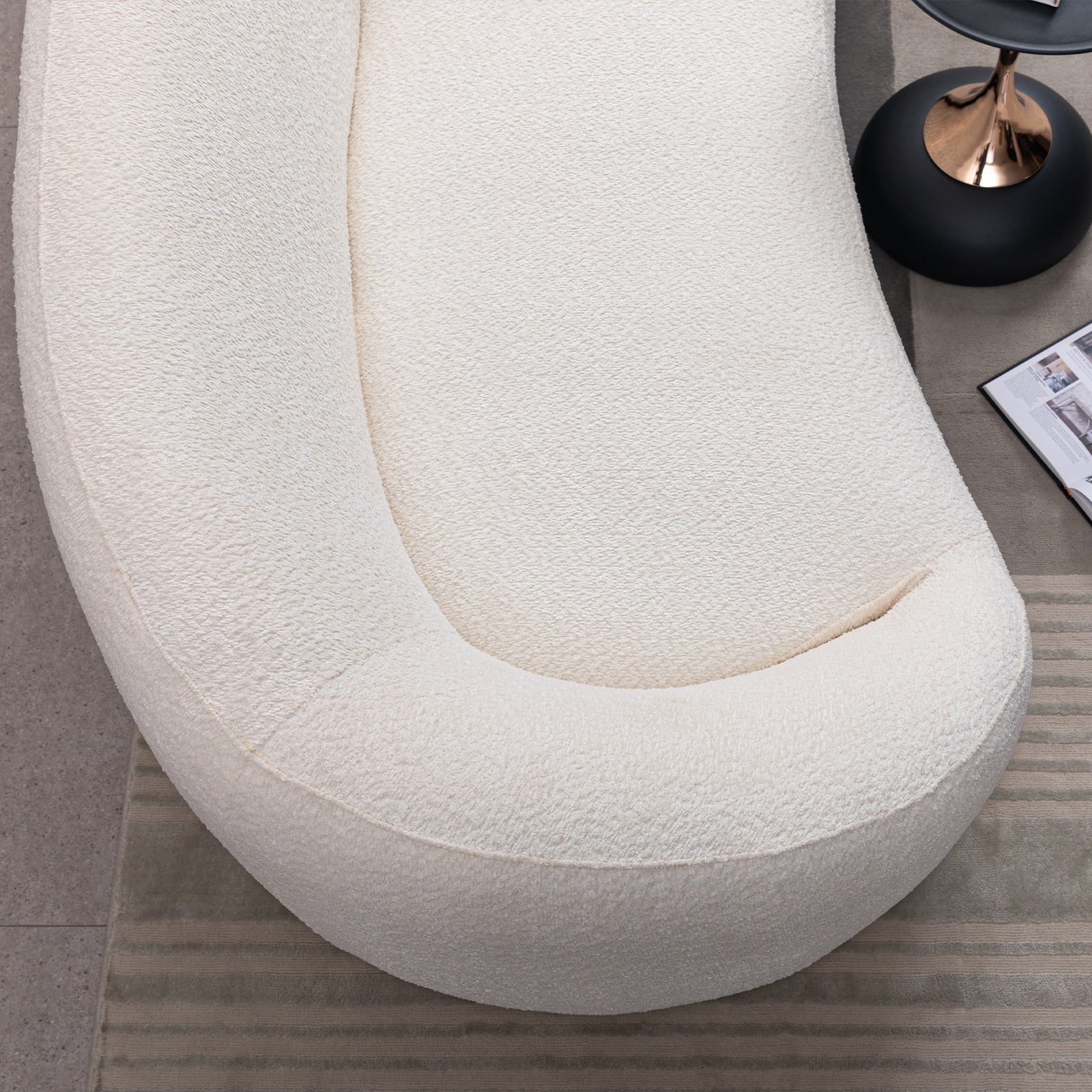 3+1+1, 93.31" Minimalist Curved Sofa, 3 Seater