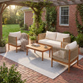 4-Piece Outdoor Sofa Set with Acacia Wood Frame in Teak Look
