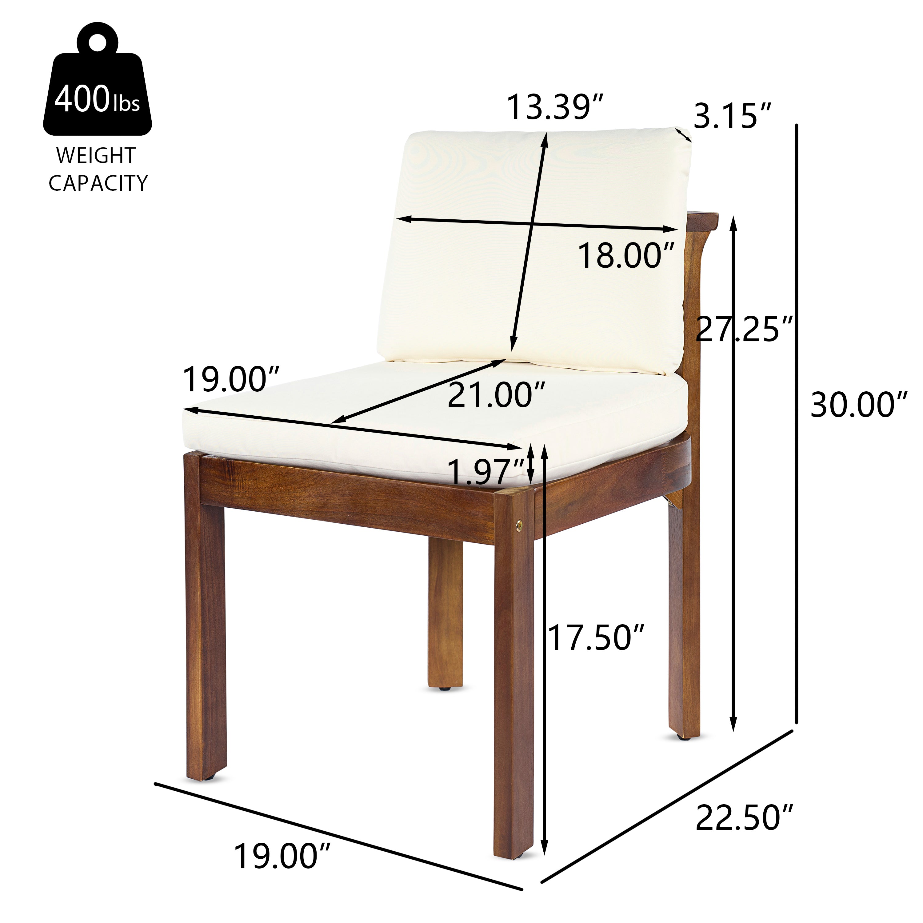 Acacia Wood Outdoor Dining Chair Set of 2