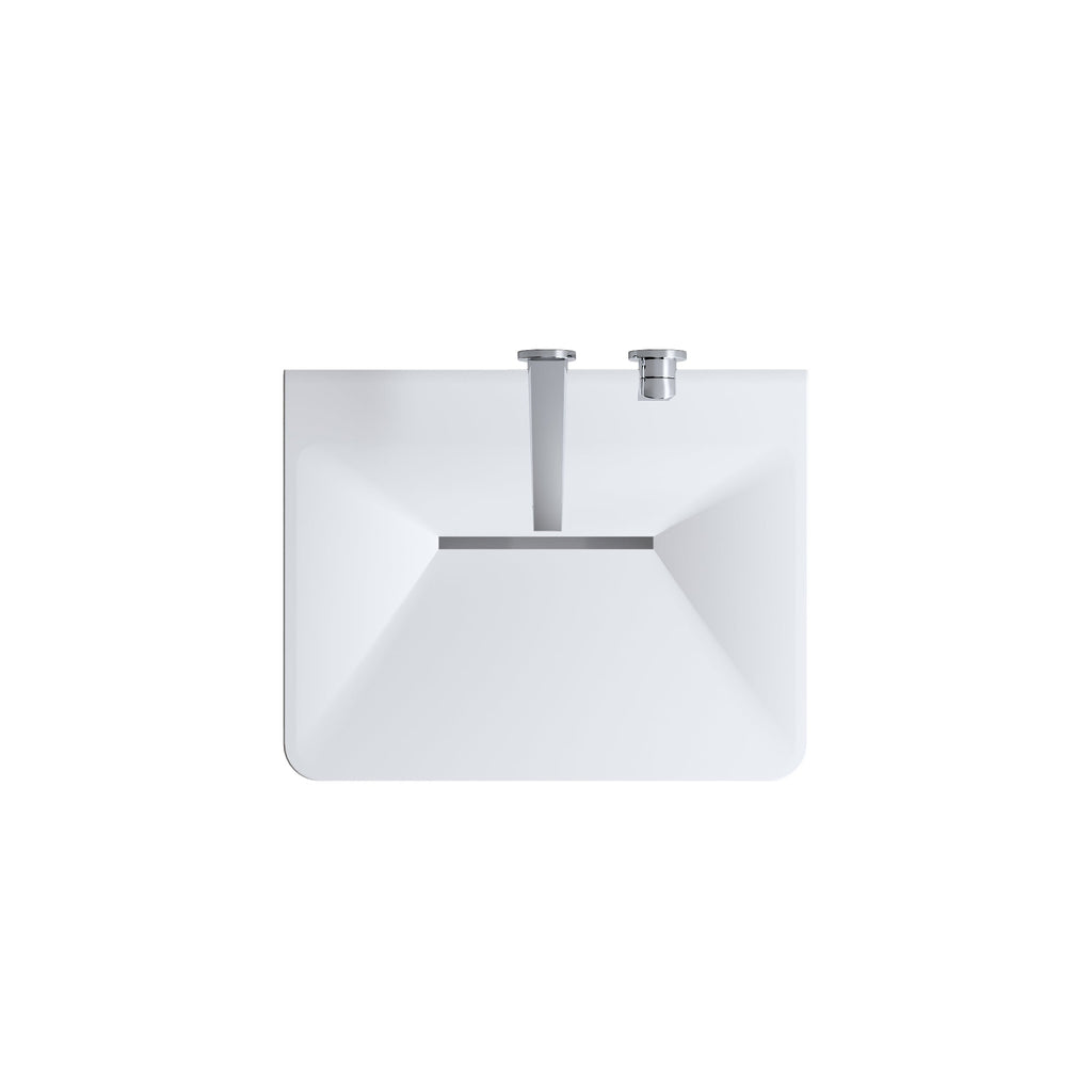 Modern Wall-Mounted Solid Surface Pedestal Sink