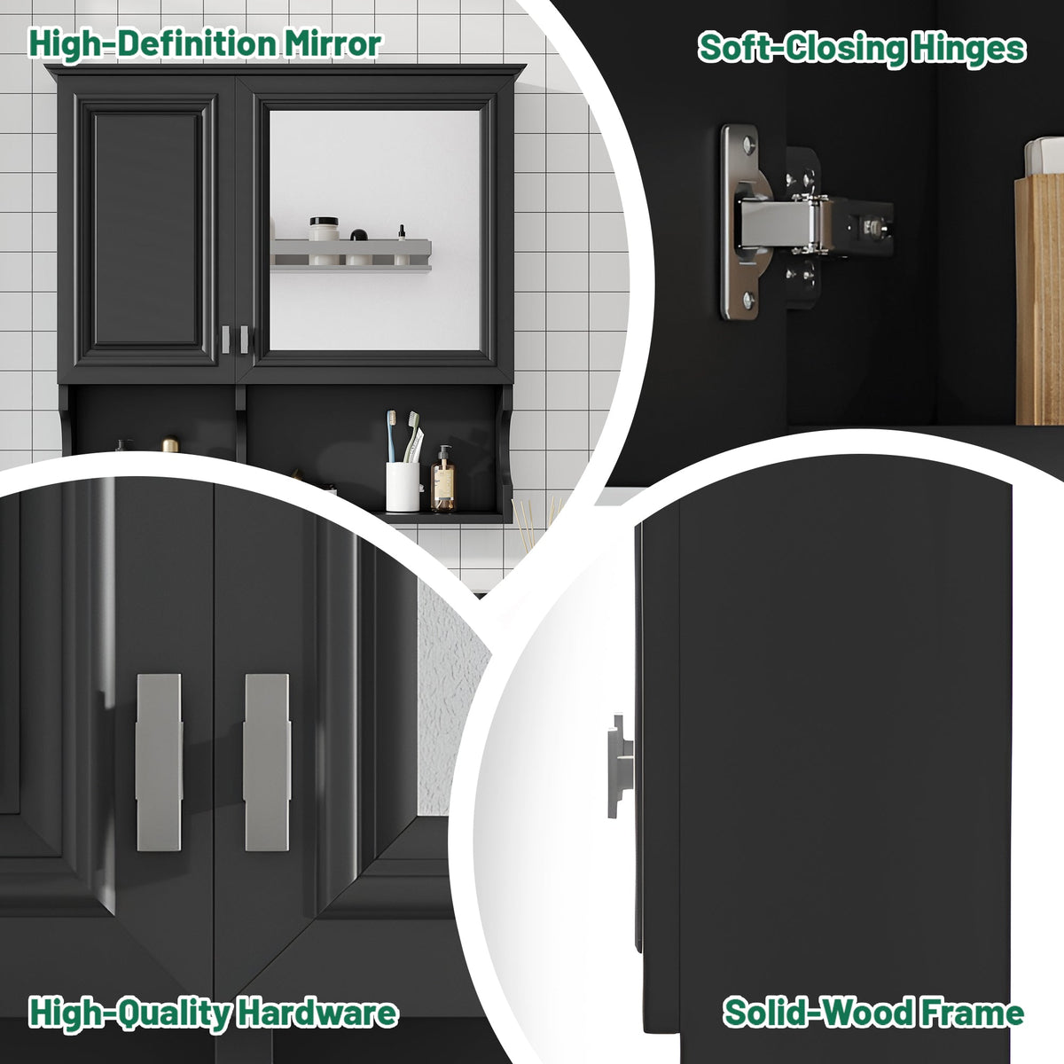 30 Inch Mirror Medicine Cabinet with Open Shelves