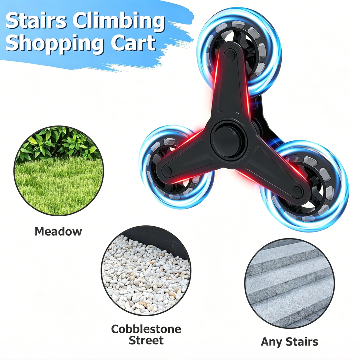 Foldable Utility Shopping Cart with 360° Rolling Wheels