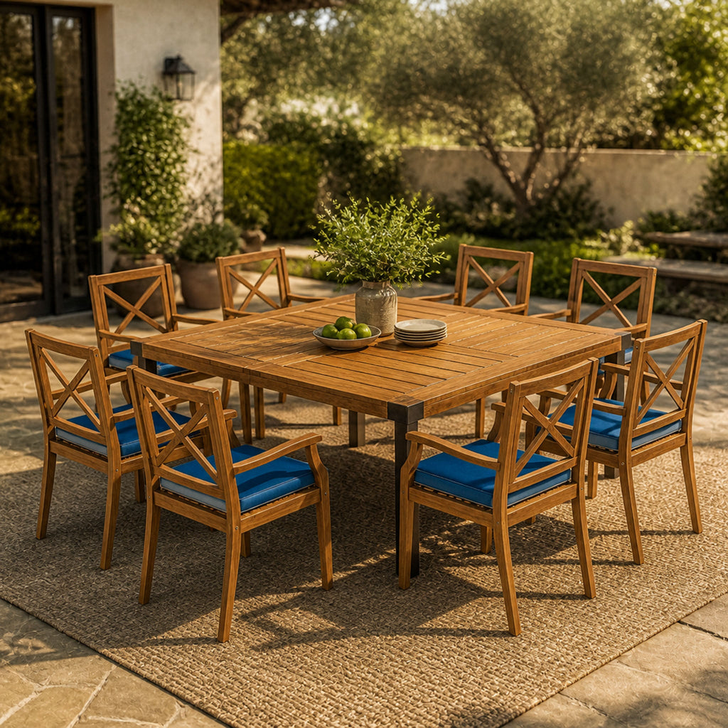 9-Piece Acacia Wood Outdoor Patio Dining Set