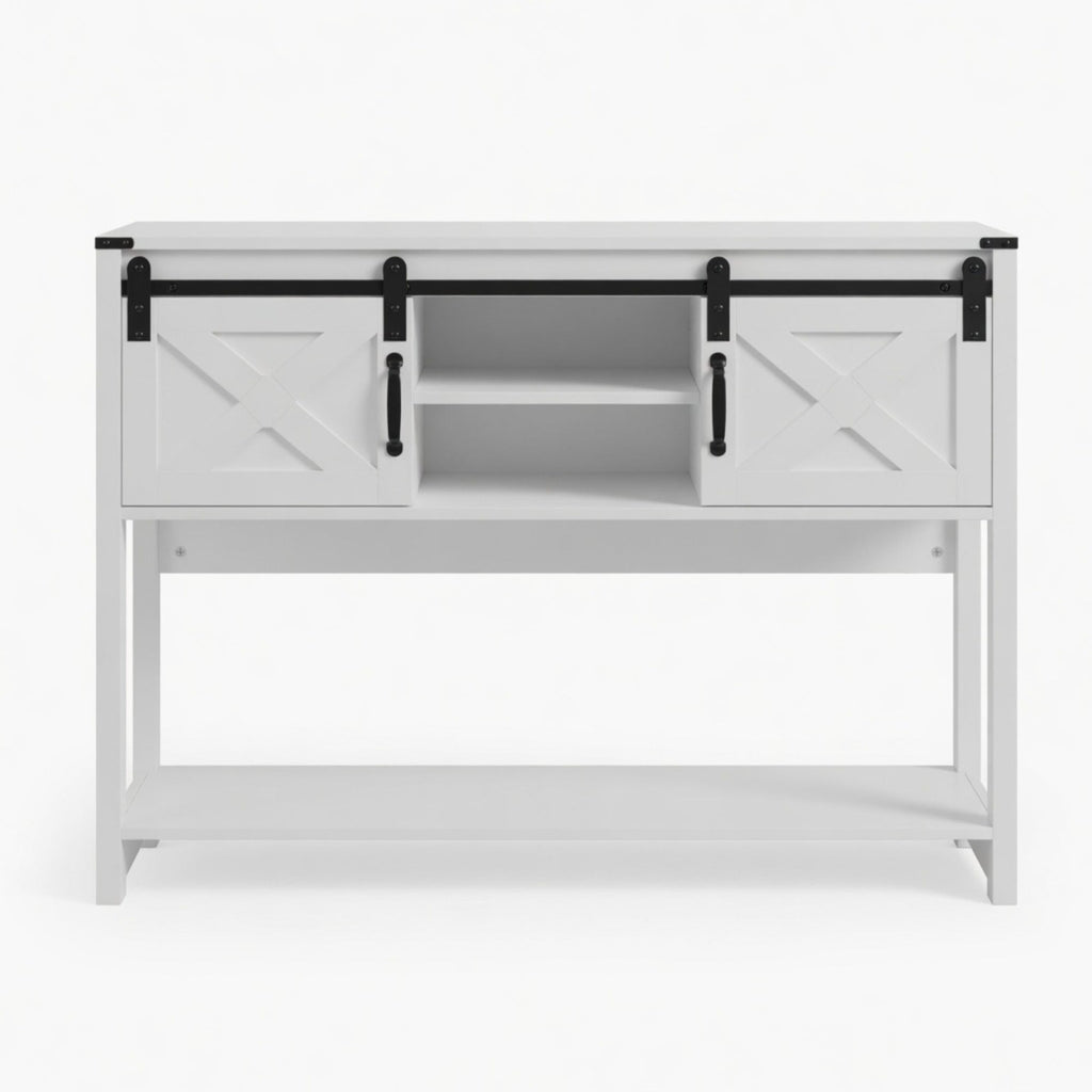 46" Modern Farmhouse Entryway Table with Storage & Sliding Barn Door