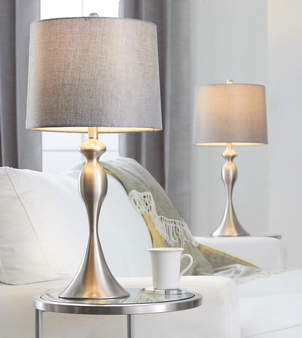 27" Contemporary Metal Table Lamp in Brushed Nickel