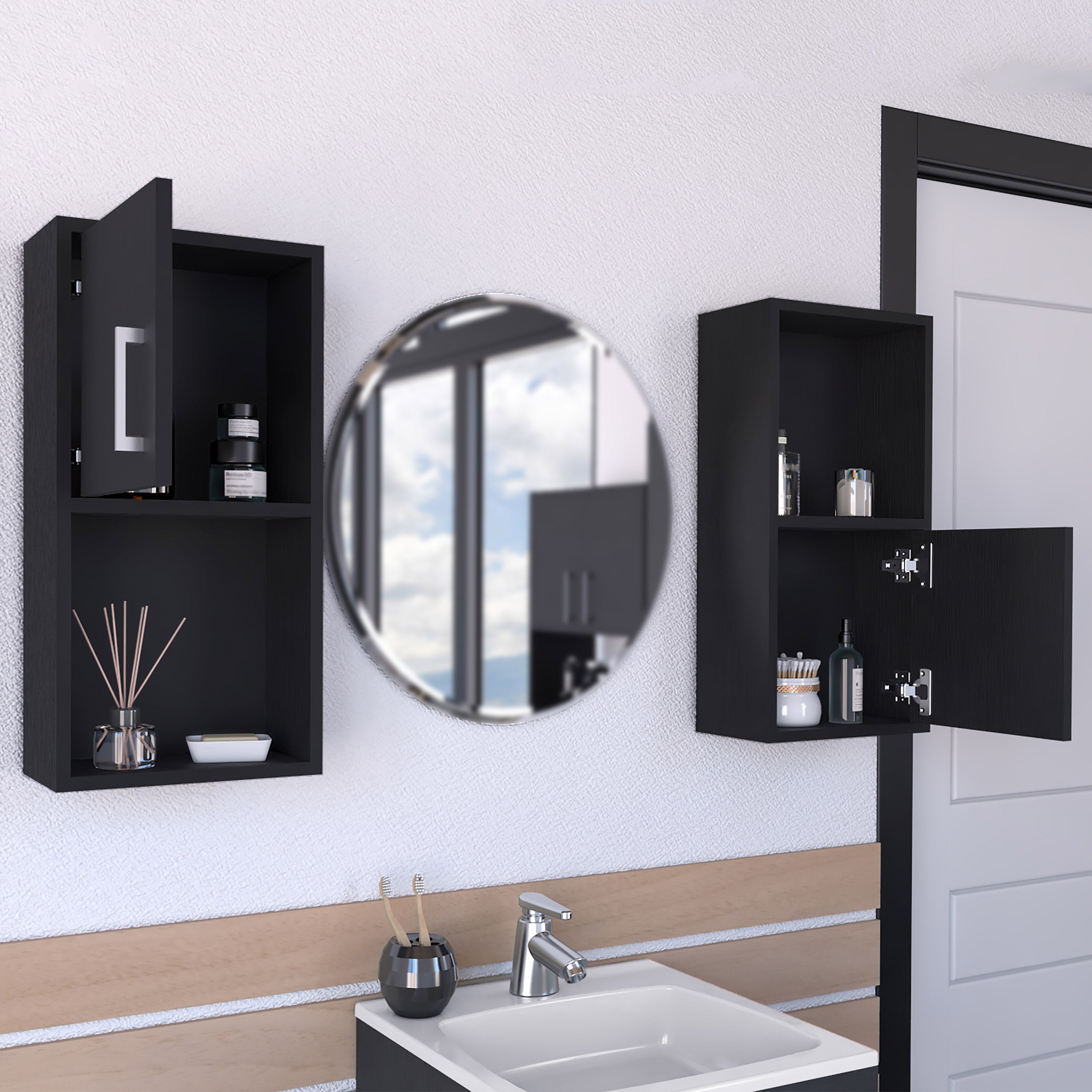 Wall Mounted Bathroom Medicine Cabinet - Eak 24" H, Two Doors