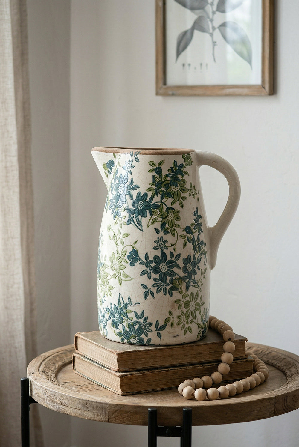 7.9x5.9x9.4" Floral Pitcher Vase