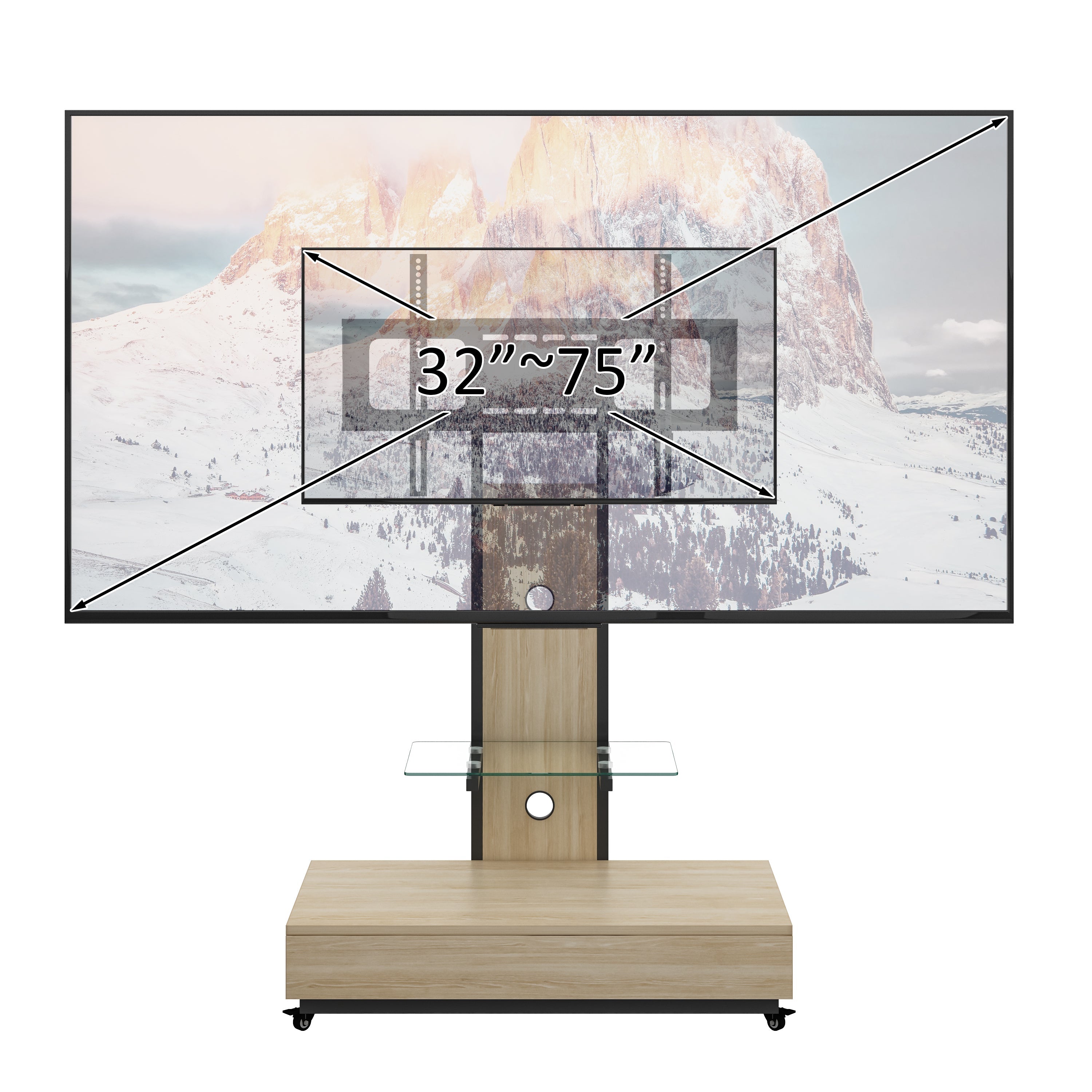 Elegant Mobile TV Stand with Push-Pull Drawer