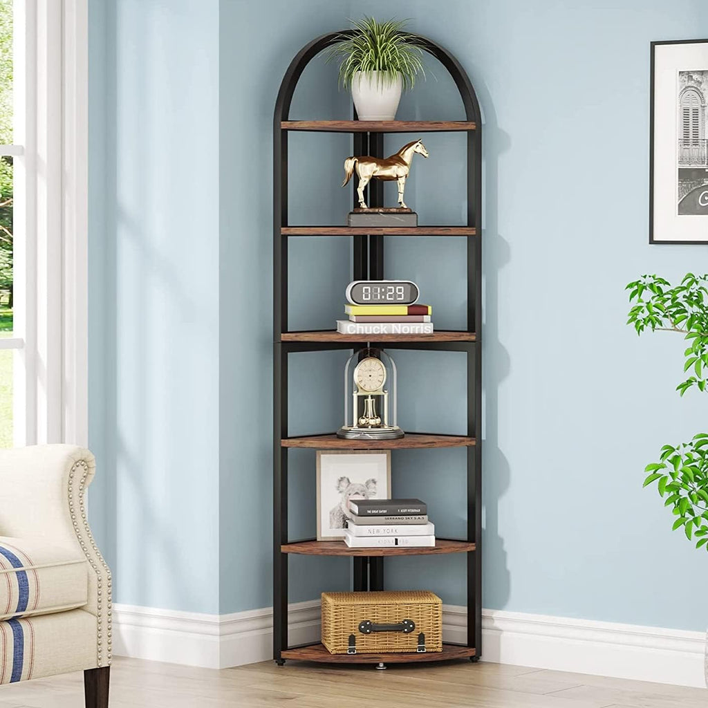 71.65" Tall 6 Tier Rustic Corner Shelf
