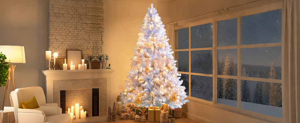 7.4FT Sliver Pre-Lit Artificial Christmas Tree