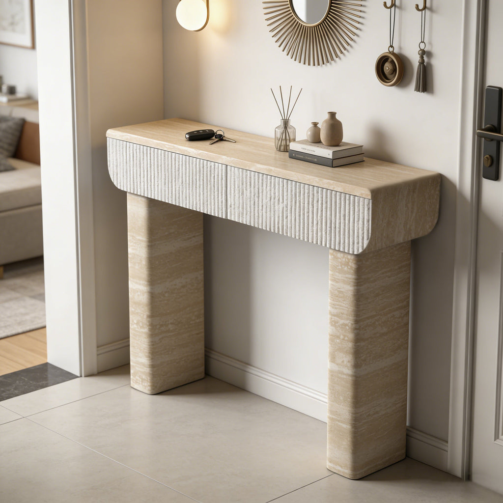 Entryway Table With Two Hidden Handle Drawers
