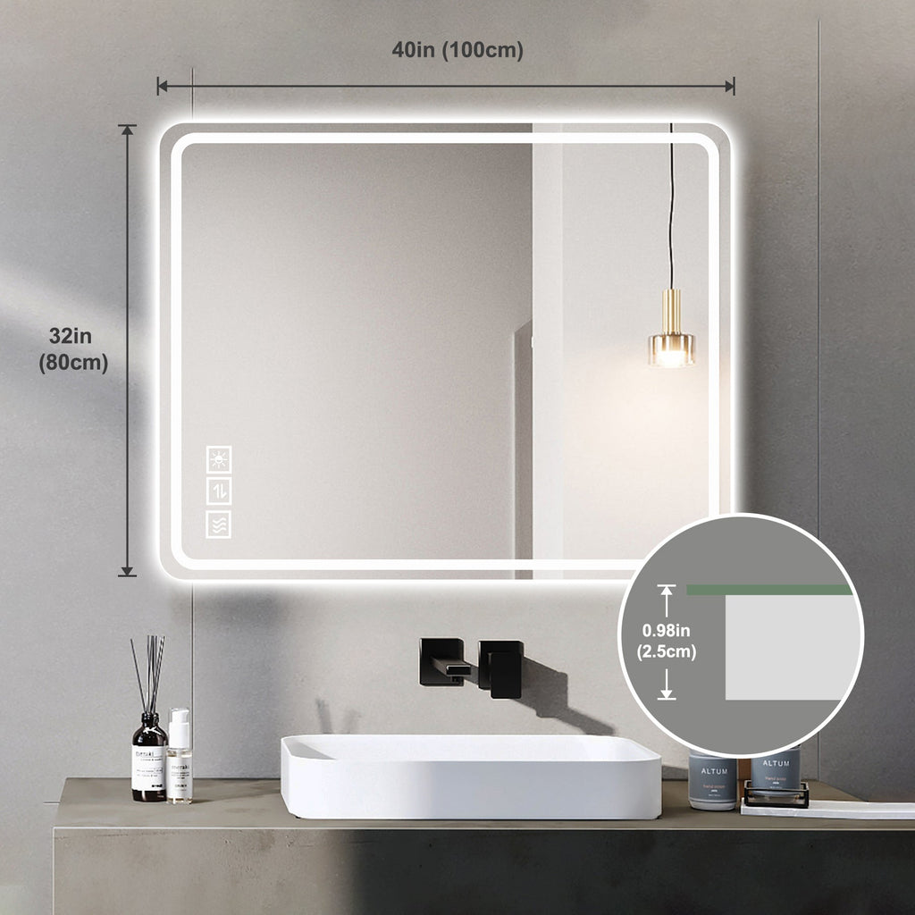 40x32 Inch LED Bathroom Mirror with Front Lights