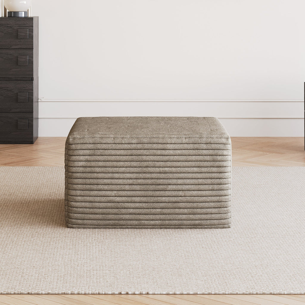 Camel Plush Corduroy Sofa Ottoman