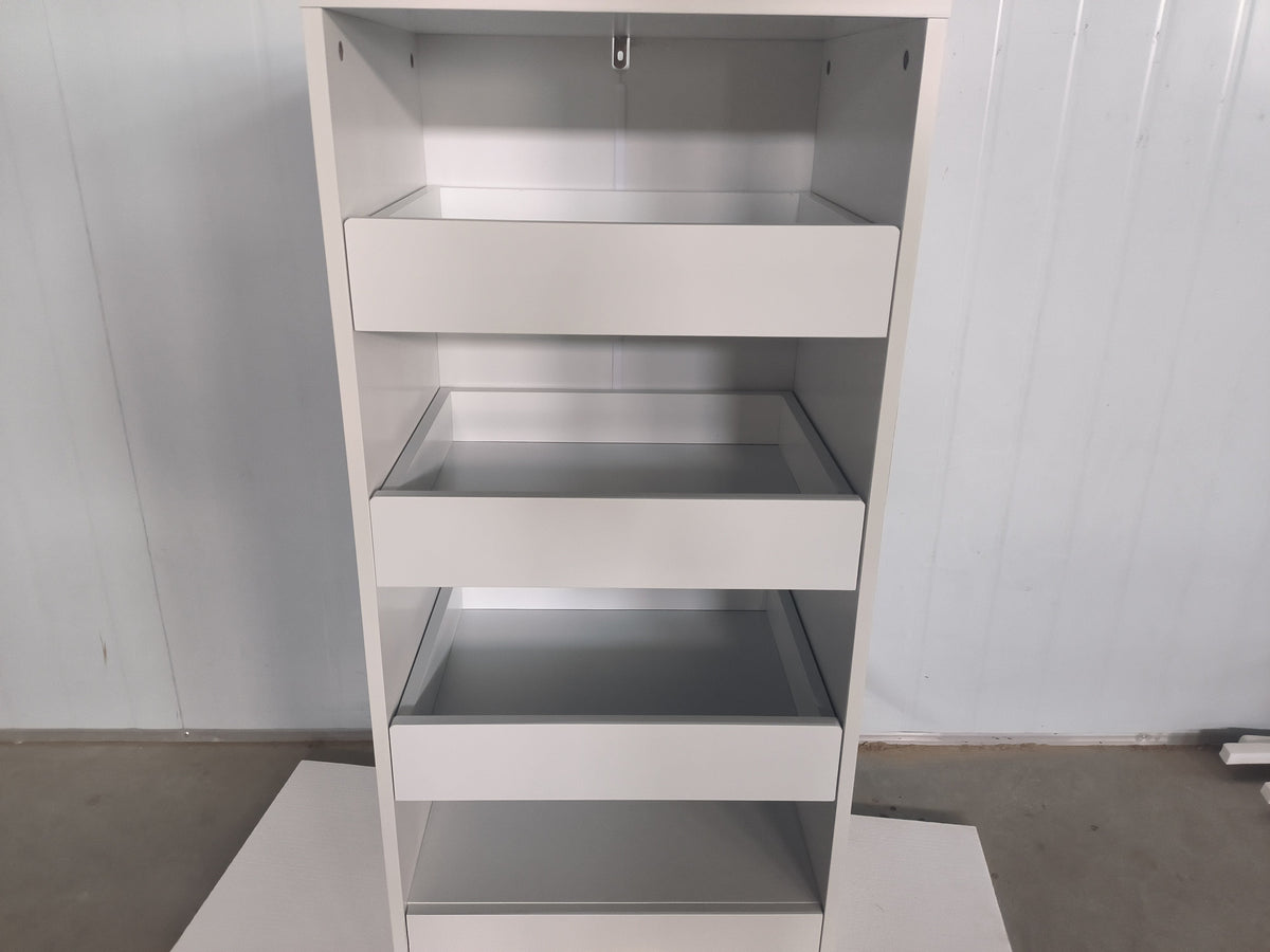 4-Tier Freestanding Bookshelf with 3 Sliding Drawers and 1 Bottom Drawer