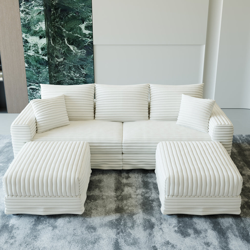 82.7" Plush Corduroy 3-Seat Sofa