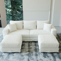 82.7" Plush Corduroy 3-Seat Sofa