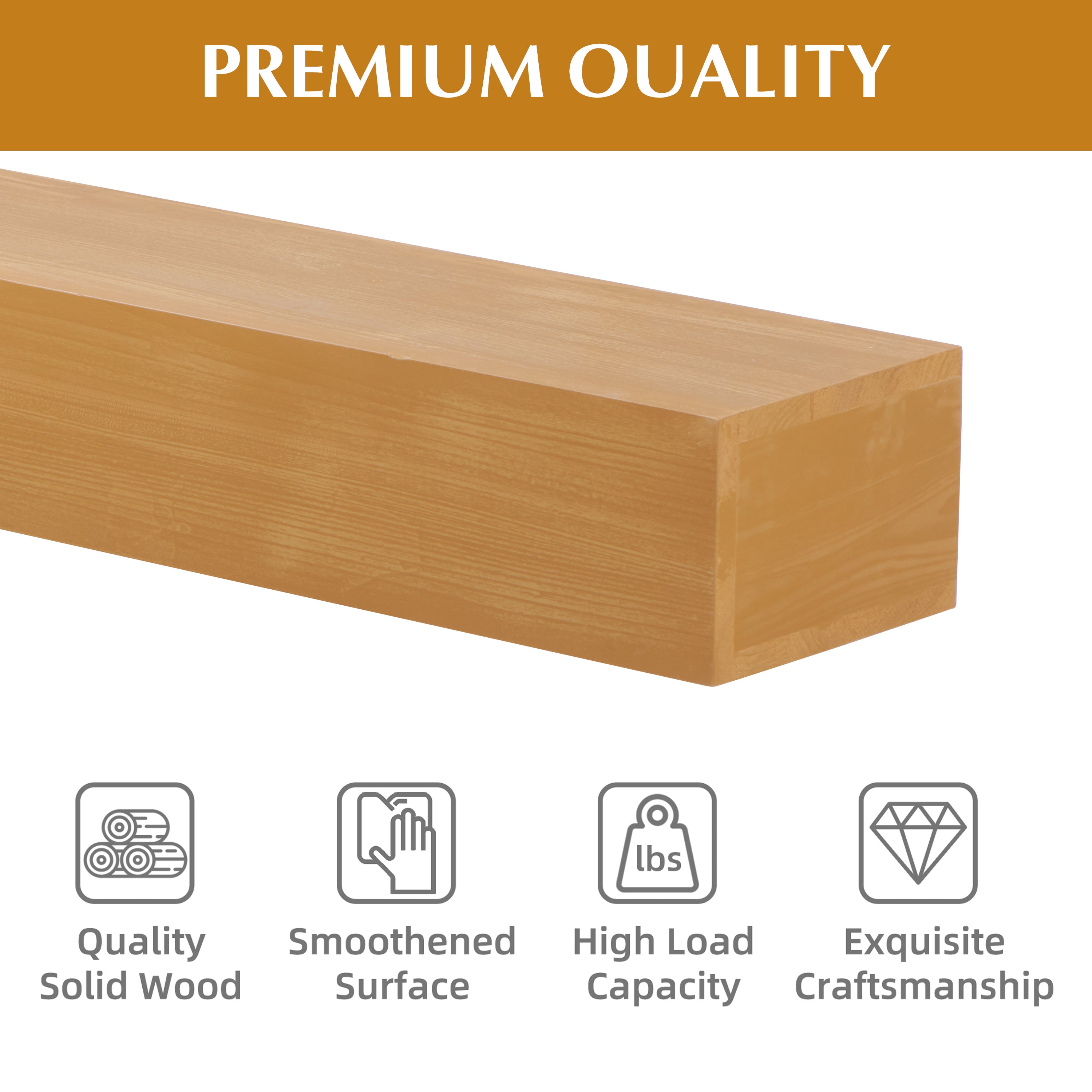 60" Fireplace Mantel Fir Wood Wall-Mounted & Floating Shelf