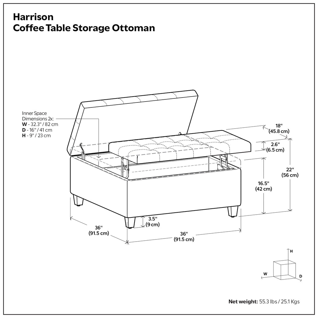 Harrison Coffee Table Storage Ottoman