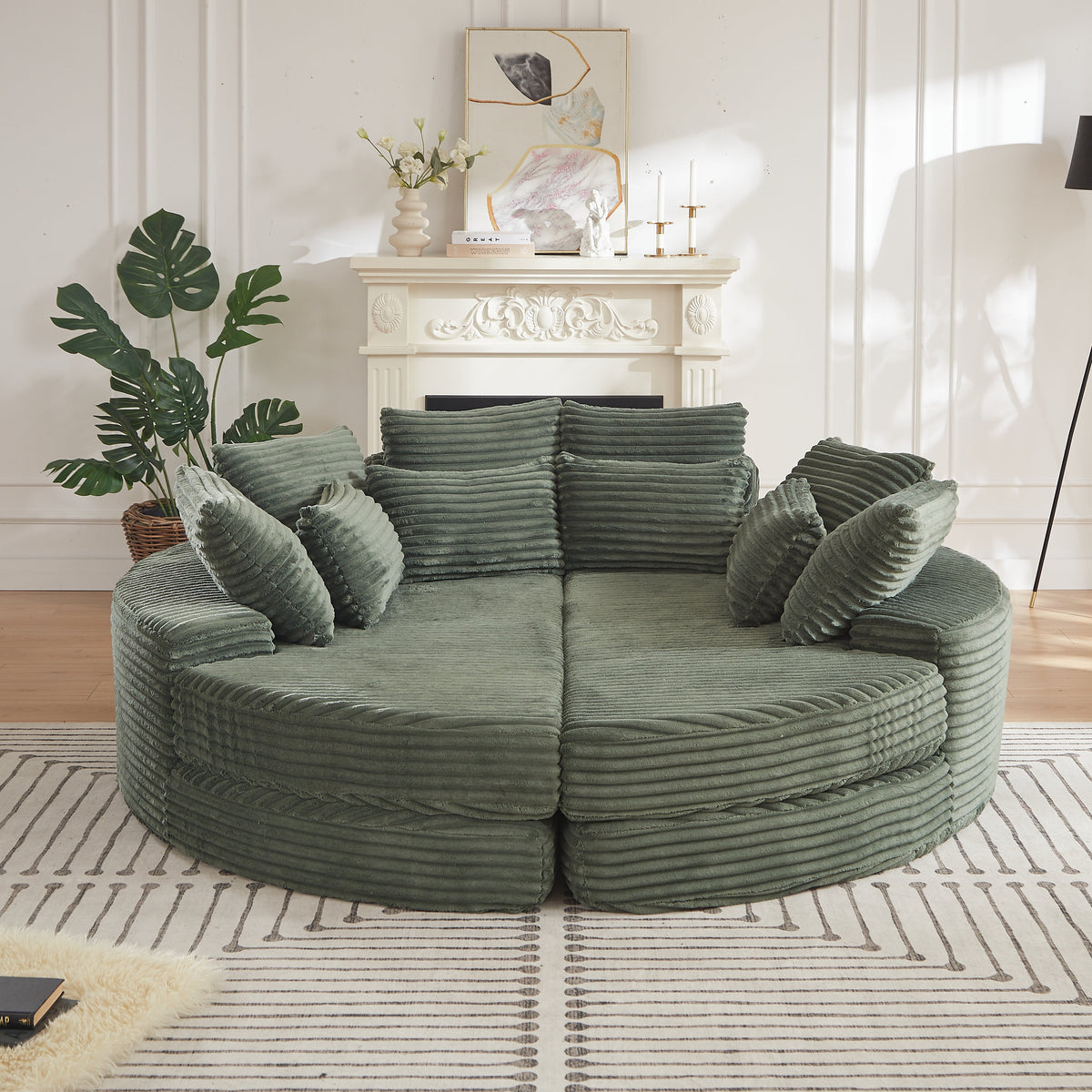 78.5-Inch Corduroy Round Oversized Recliner