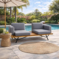 Outdoor Acacia Wood 2 Seater Sofa with Metal Legs