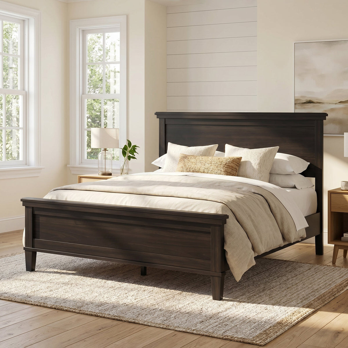 Mid-Century Modern Wood Platform Bed - Full Size