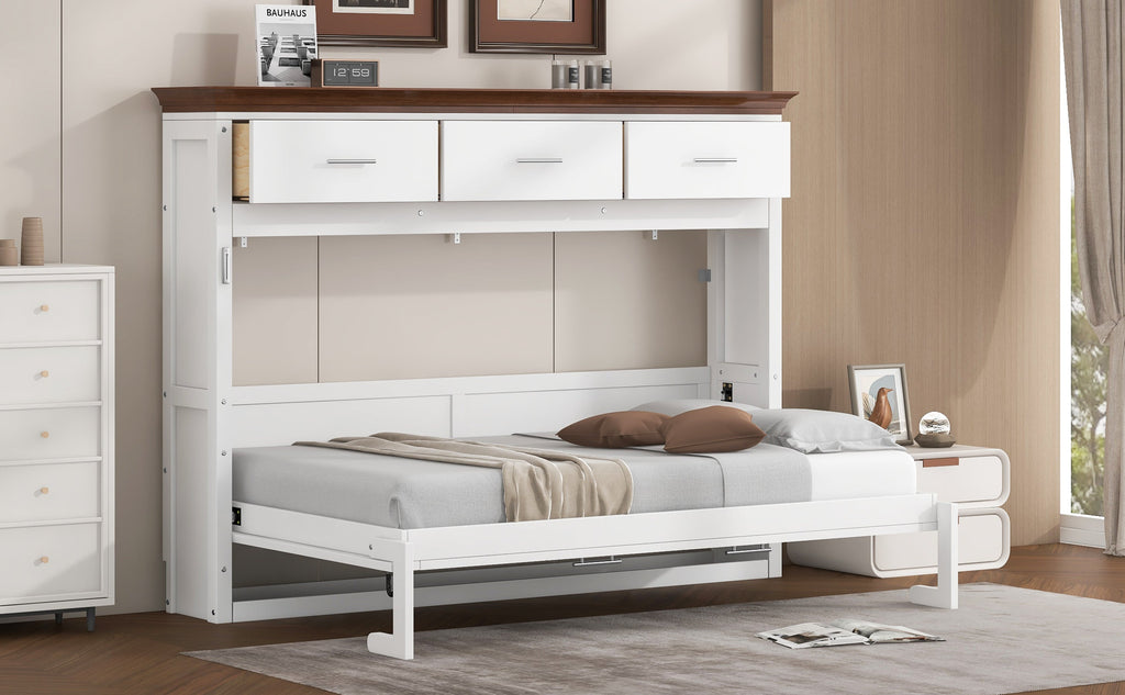 Twin Size Murphy Bed with 3 Drawers
