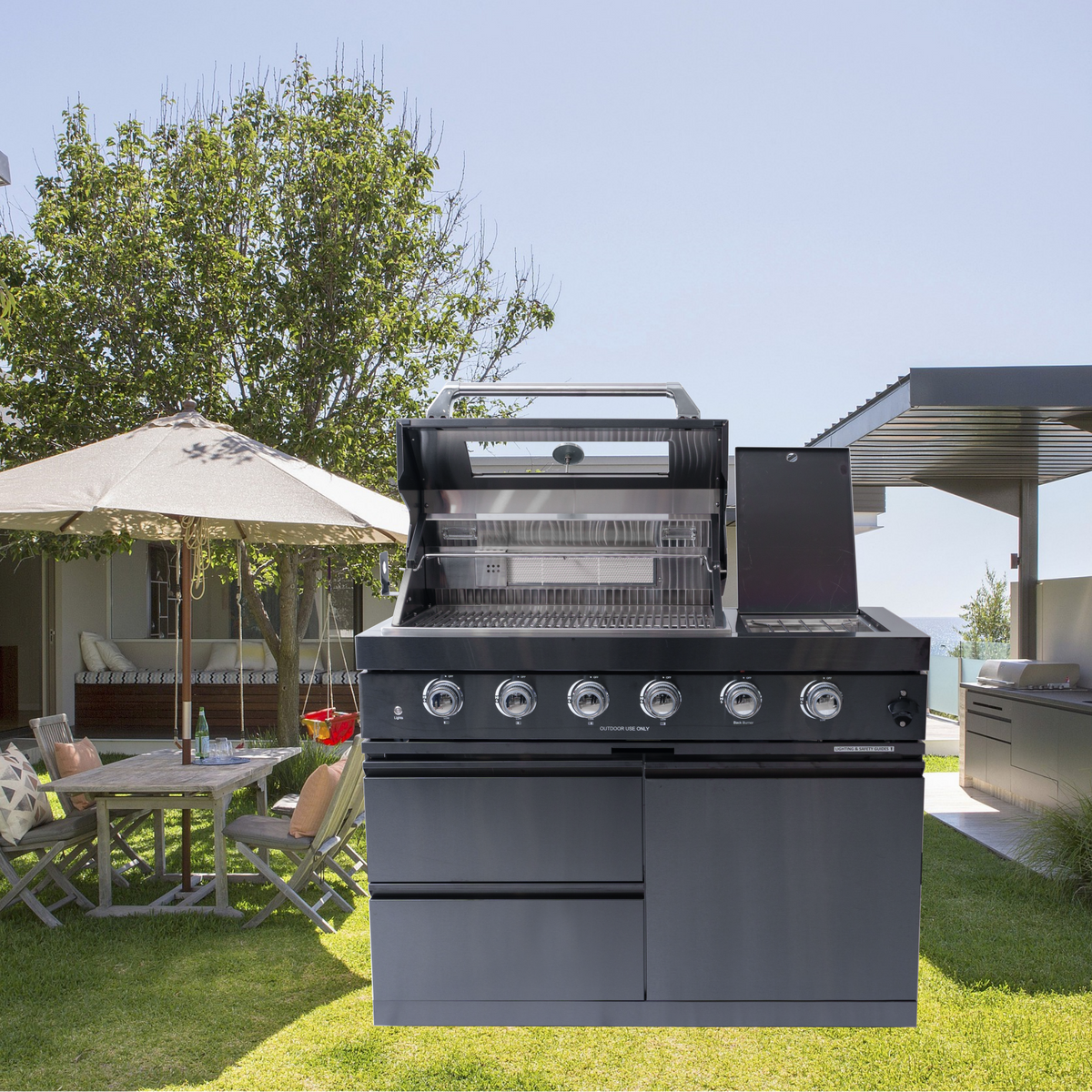 Black Gas Grill Four Burners Grill-B Stainless Steel Outdoor Kitchen Islands
