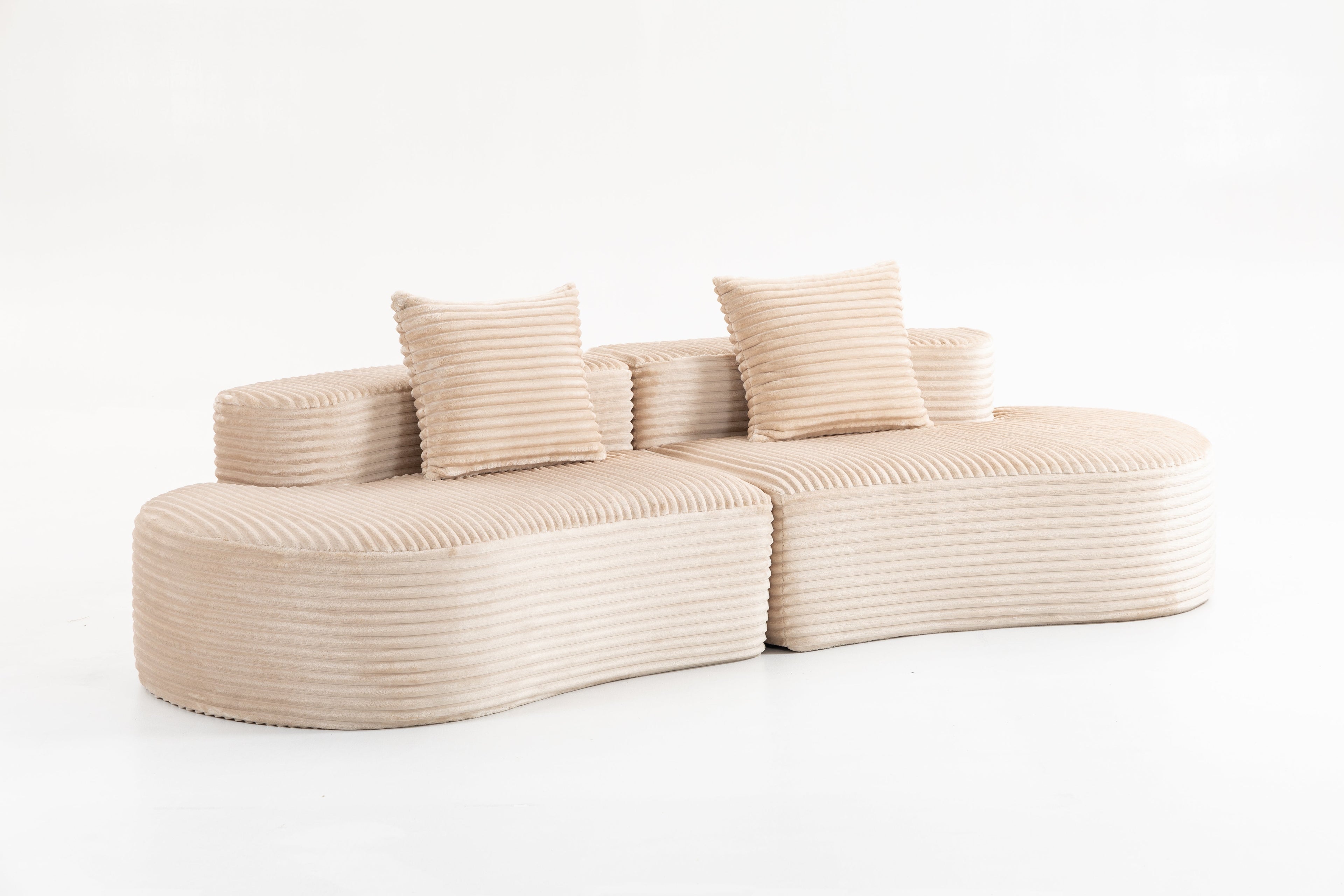 110.24" Fully Compressed Corduroy 2-Seater Couch with Lumbar Pillows