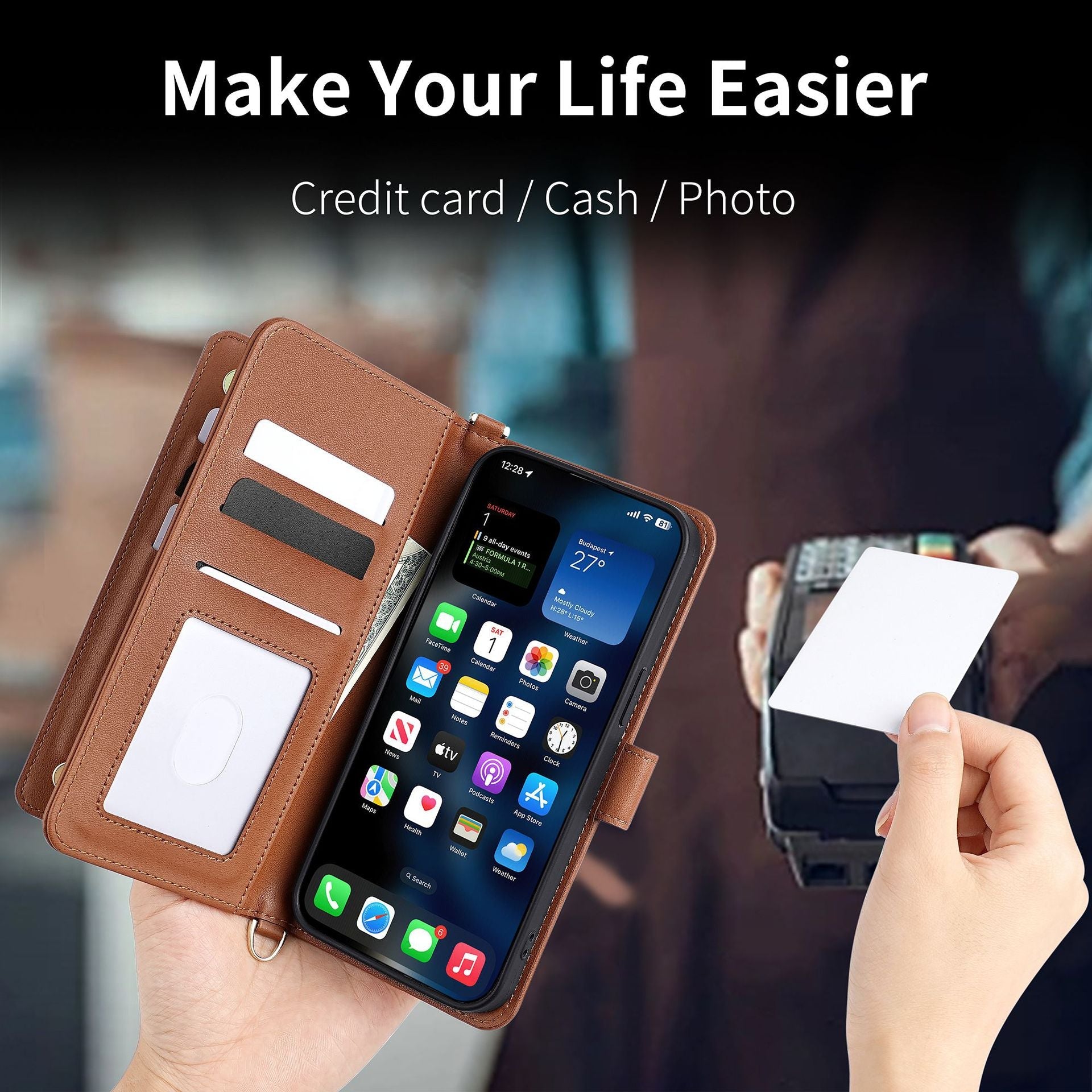 Multi-functional Card-inserting Wallet Phone Case