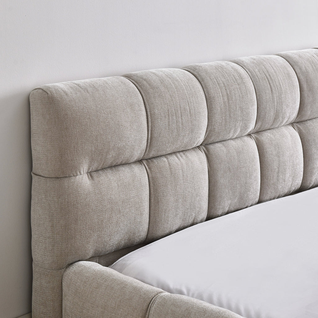 Queen Size Upholstered Bed Frame with Thick Fabric