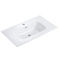 Glossy White Ceramic Integrated Sink