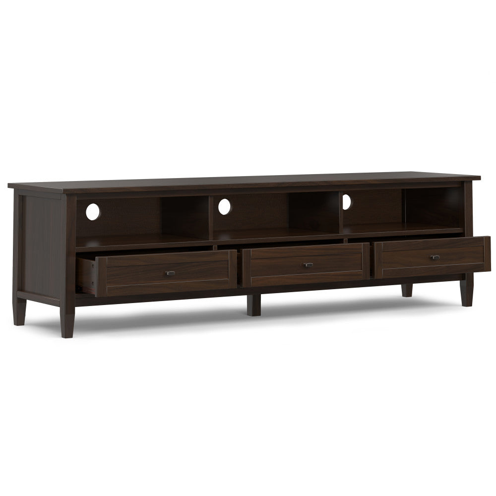 Warm Shaker 72 Inch Wide Solid Wood Low TV Stand in Tobacco
