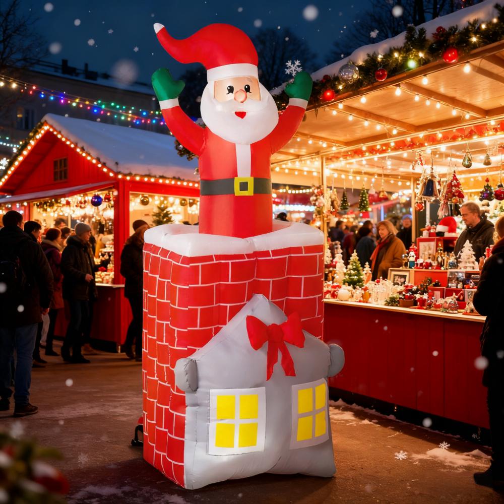 7Ft Christmas Inflatable Santa in Chimney Up and Down