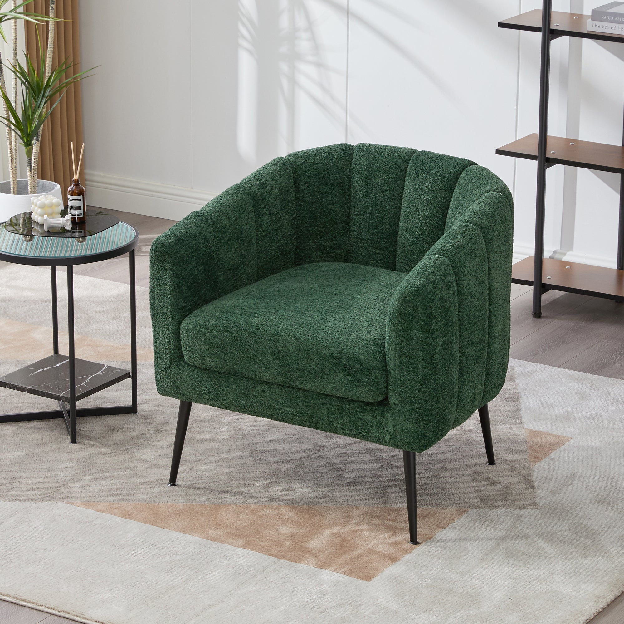 Modern Upholstered Chenille Barrel Accent Chair
