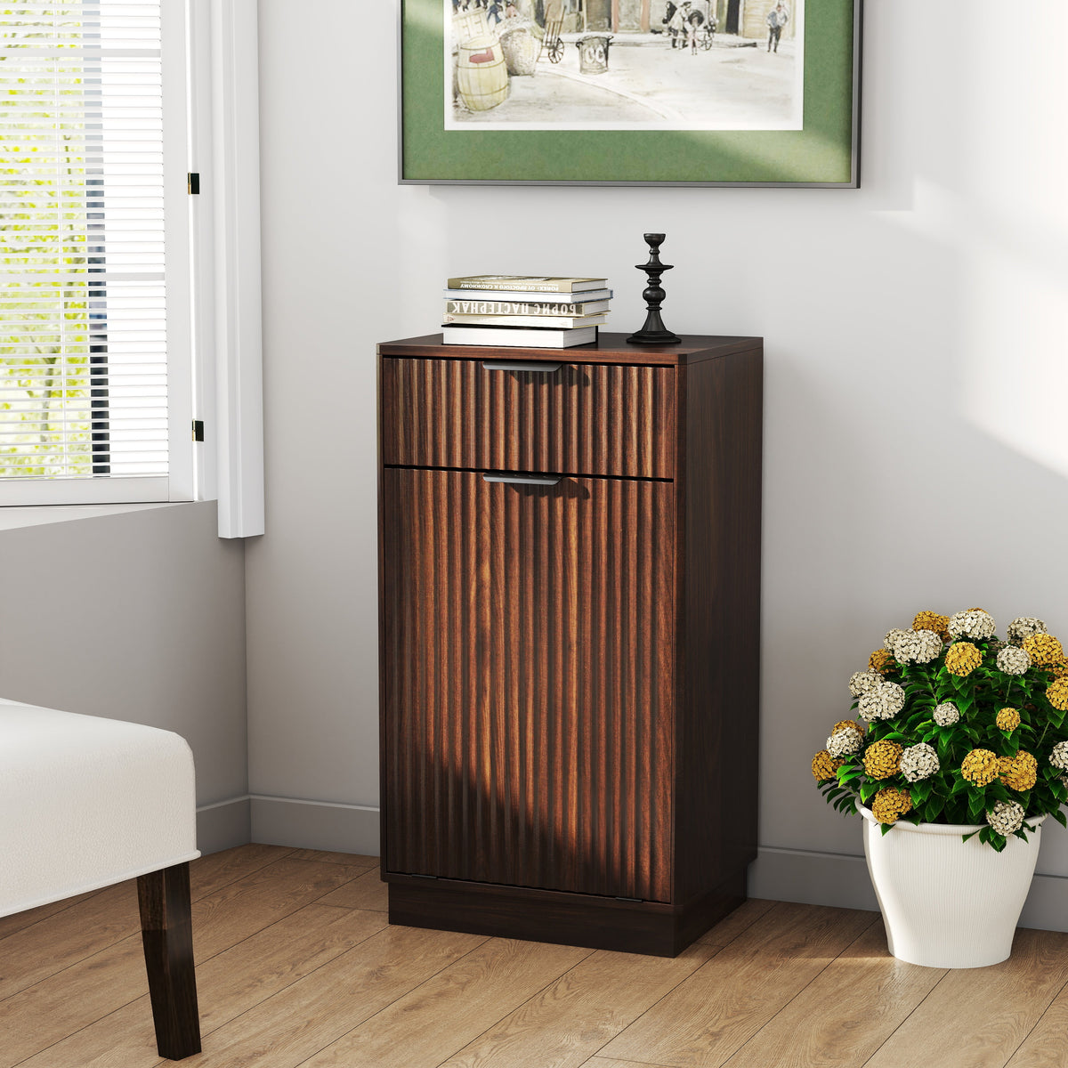 10-Gallon Woodgrain Tilt-Out Trash Can Cabinet
