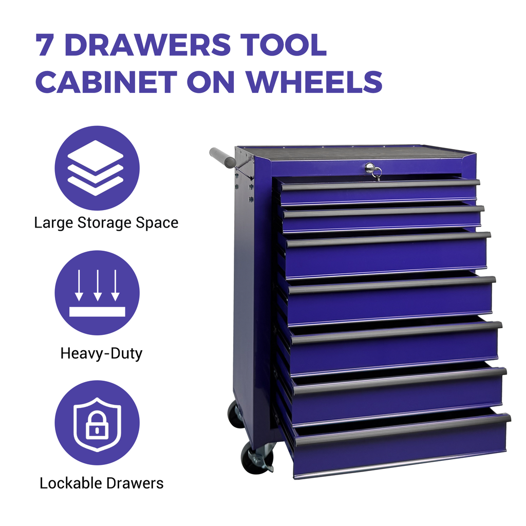 Rolling Metal Tool Chest with 7 Drawers