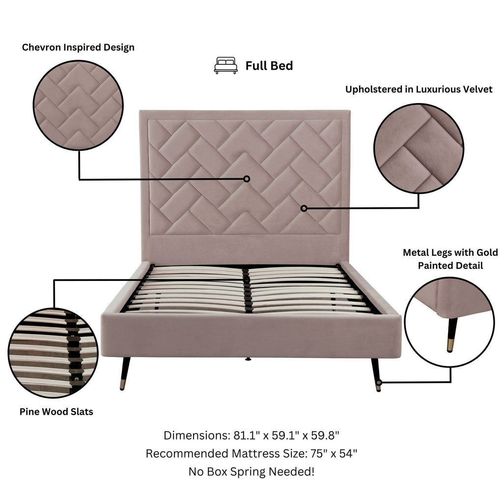 Crosby Upholstered Velvet Full Bed