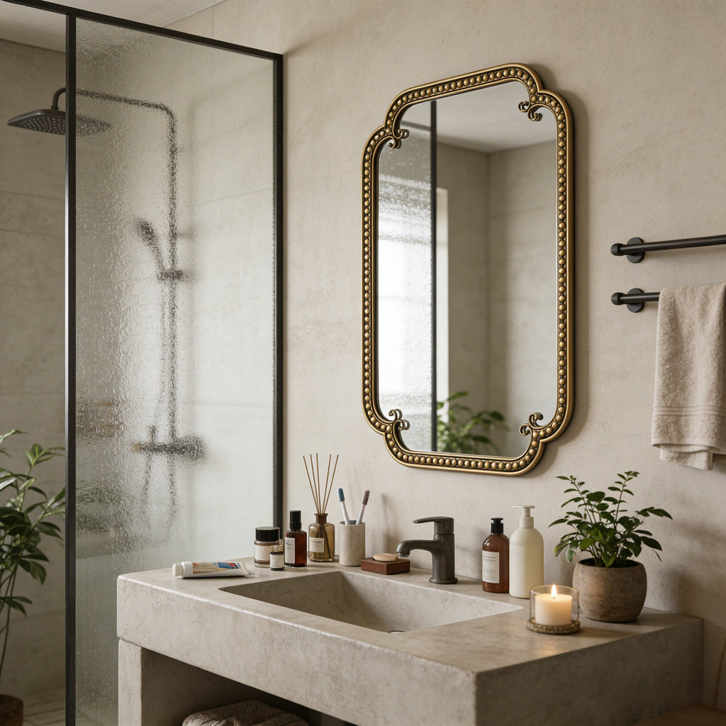Gold Irregular Beaded Metal Framed Wall Mirror