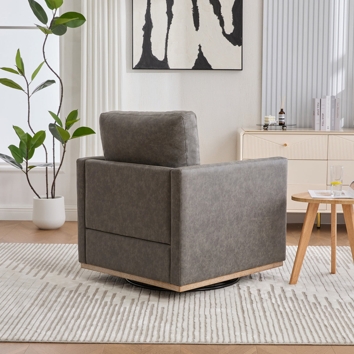 30.7"W Upholstered Square Swivel Accent Chair