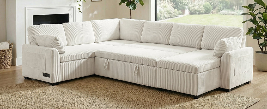 Convertible Sofa Bed - 111" Sectional Sofa with Reversible Chaise